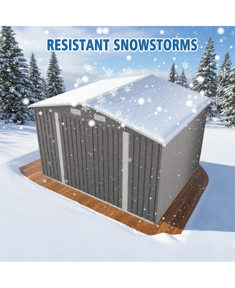 Streamdale 10x8 Ft Metal Outdoor Storage Shed - Gray