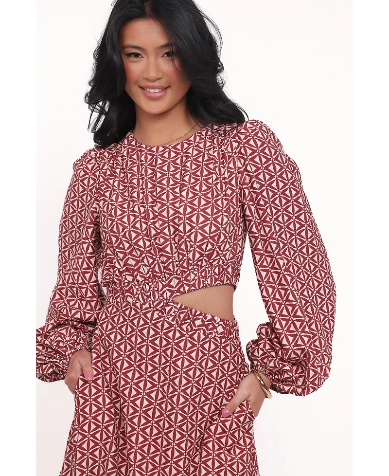 Petal and Pup Women's Ginnee Puff Sleeve Cutout Midi Dress