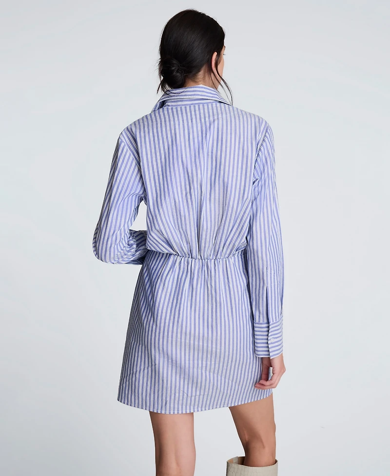 Kenneth Cole Women's Asymmetrical Striped Wrap Shirtdress