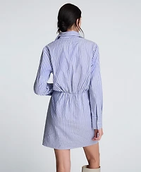 Kenneth Cole Women's Asymmetrical Striped Wrap Shirtdress