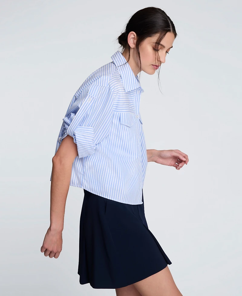 Kenneth Cole Women's Striped Boxy Cropped Top