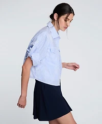 Kenneth Cole Women's Striped Boxy Cropped Top