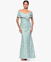Betsy Adam Womens Long Off The Shoulder Dress