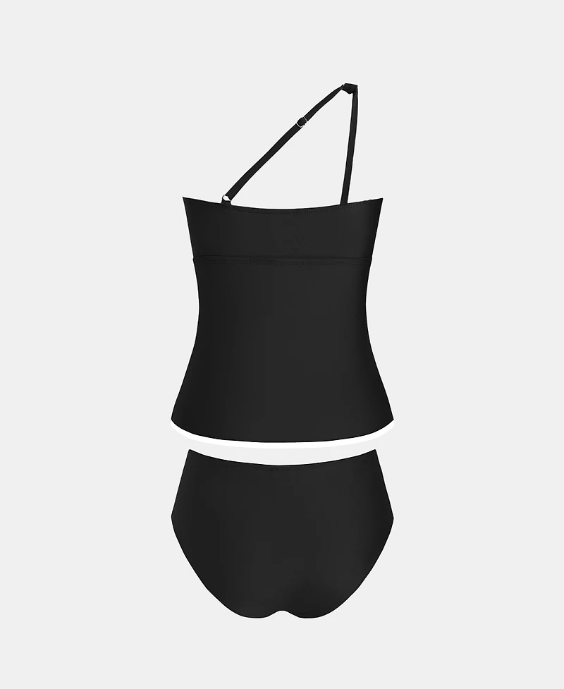 Cupshe Women's One Shoulder Neck Asymmetrical Ruffles Tankini Sets