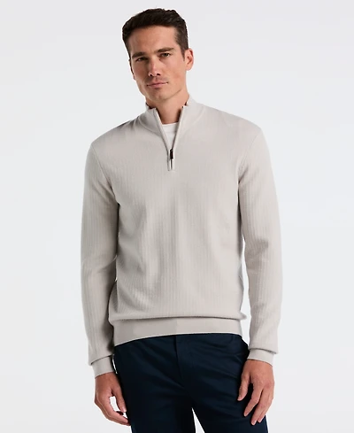 Perry Ellis Men's Long-Sleeve Ottoman Quarter-Zip Sweater