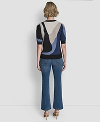 Dkny Women's Short-Sleeve Color-Block Sweater