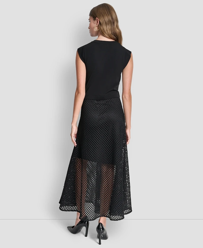 Dkny Women's Sleeveless Mix Media Fauchet Dress