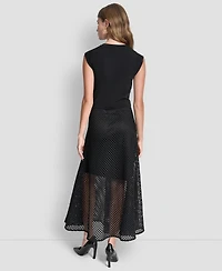 Dkny Women's Sleeveless Mix Media Fauchet Dress