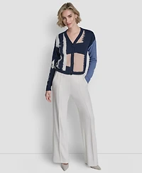 Dkny Women's Long-Sleeve Color-Block Cropped Cardigan