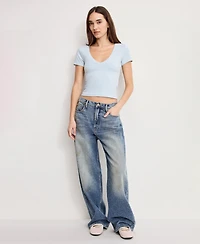 Good American Women's V-Neck Short-Sleeve Top