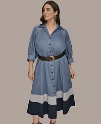 Donna Karan New York Plus Belted Shirtdress