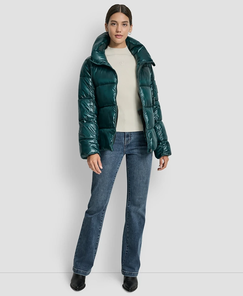 Dkny Jeans Women's Long Sleeve Quilted Puffer Jacket