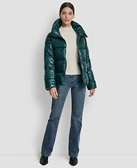Dkny Jeans Women's Long Sleeve Quilted Puffer Jacket
