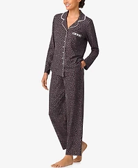 Aria Sleepwear Burshed Cotton Notch Collar Pant Pj set
