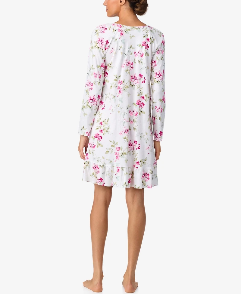Aria Women's Brushed Long Sleeve Brushed Cotton Jersey Nightgown