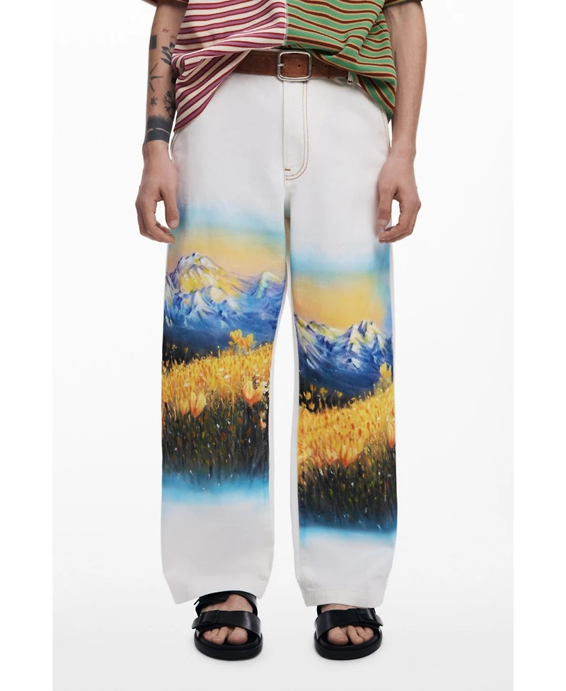 Desigual Men's Long landscape trousers