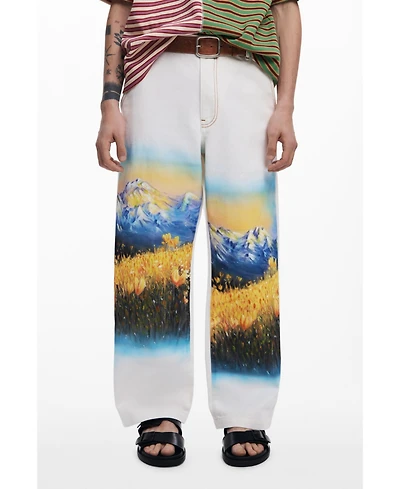 Desigual Men's Long landscape trousers