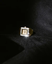 Breda Women's x Dalmata Time Ring Clear Crystals and Gold Expandable Ring Watch, 15mm