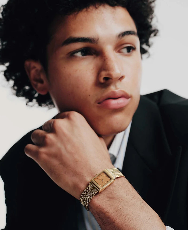 Breda Women's 'Virgil Tethered' Gold Stainless Steel Mesh Watch, 20mm