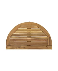 Streamdale Furniture Outdoor Acacia Wood 3 Piece Half Round Folding Bistro Set Natural