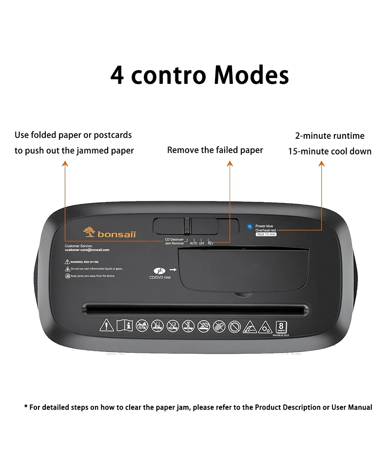 Bonsaii 8-Sheet Strip-Cut Shredder for Home Office, Shreds CDs/Credit Cards, with Overheat Protection and 3.4-Gallon Wastebasket