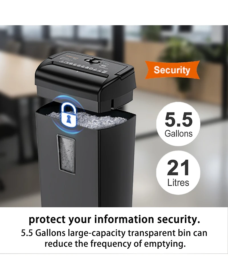 Bonsaii 10-Sheet Cross Cut Paper Shredder, 5.5 Gal Home Office Heavy Duty Shredder for Credit Card, Staple, Clip with Transparent Window