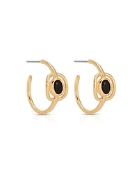 Ettika Gold Plated Crystal Cage Hoop Earrings
