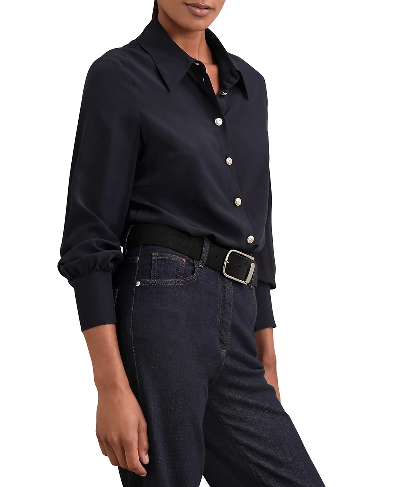 Reiss Women's Silk Embossed-Button Shirt