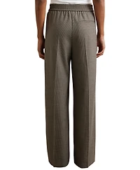 Reiss Women's Side-Stripe Wide-Leg Check Pants