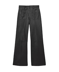 Reiss Women's Leather High-Rise Flared Pants