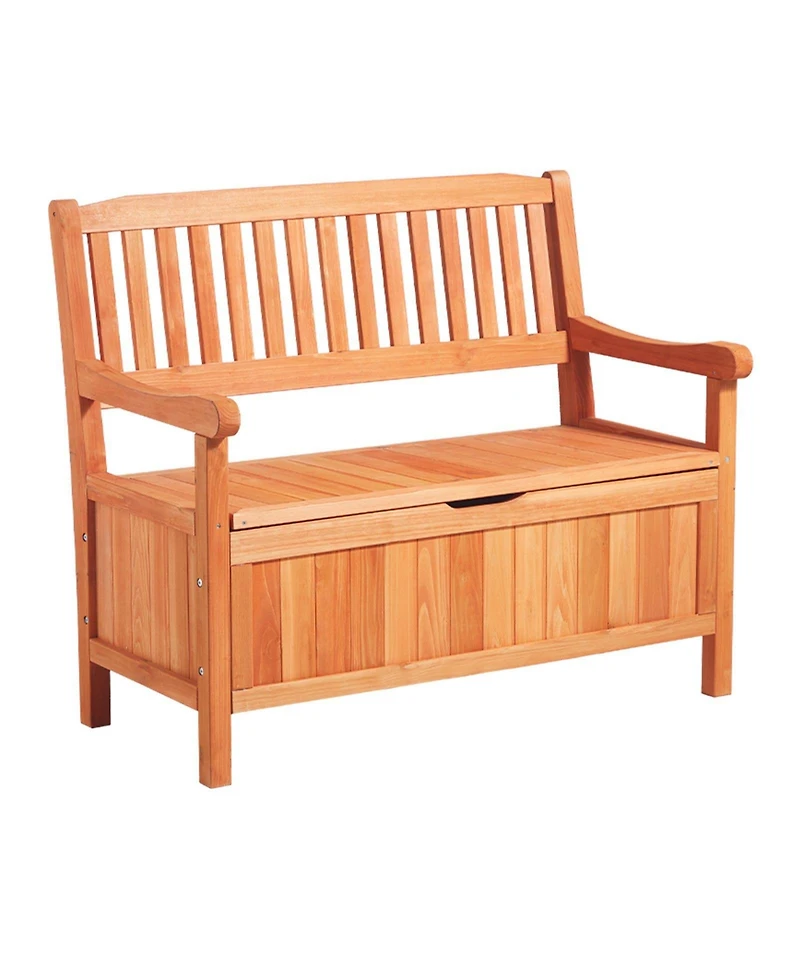 Slickblue 33 Gal Outdoor Wooden Storage Bench with Deck Box Seating