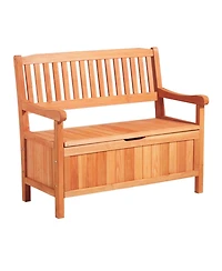 Slickblue 33 Gal Outdoor Wooden Storage Bench with Deck Box Seating