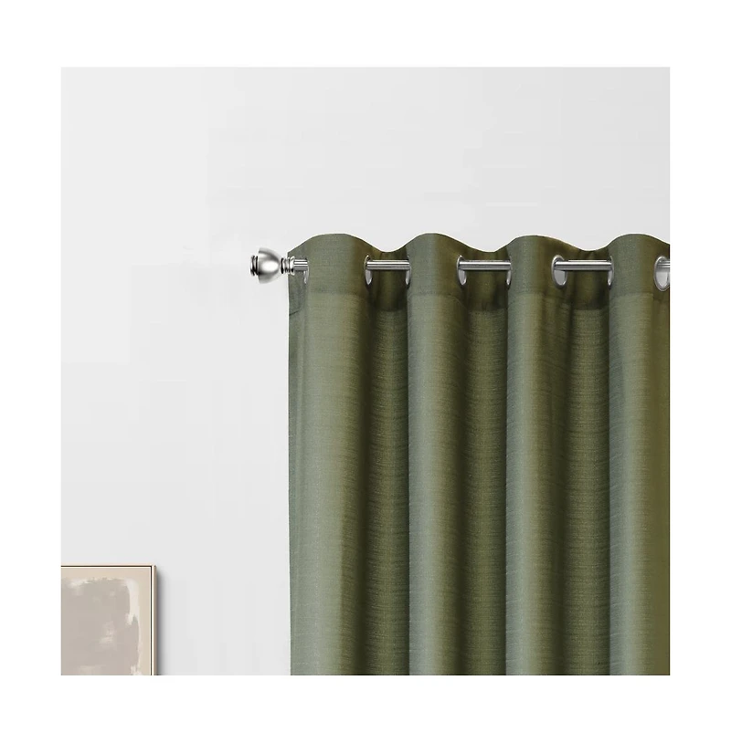 Habitat Cameron Light Filtering Slub Textured Exclusive Grommet Curtain Panel 52" x 108" Olive