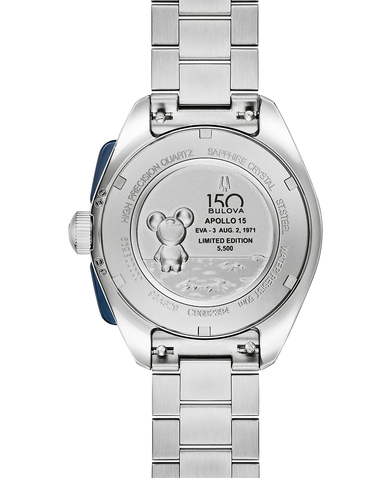 Bulova Men's Limited Edition 150th Anniversary Heritage Lunar Pilot Chronograph Silver-Tone Stainless Steel Bracelet Watch 43.5mm