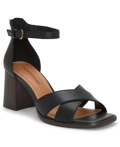 Lucky Brand Women's Herrika Stacked Heel Crisscross Dress Sandals