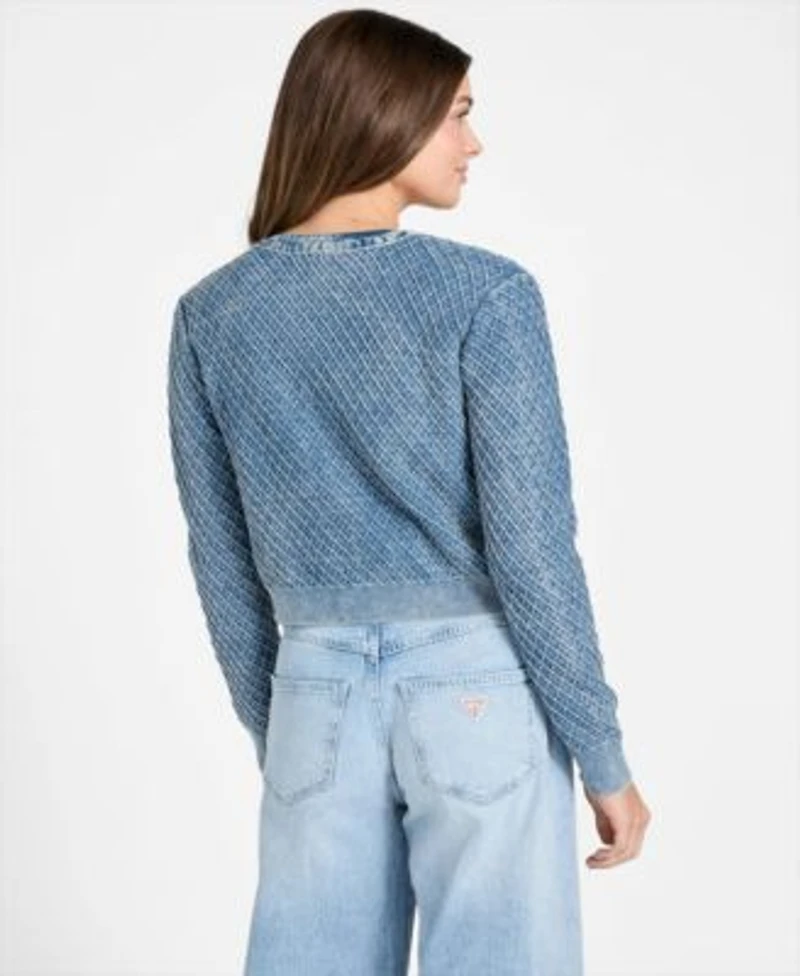 Guess Womens Long Sleeve V Neck Lylah Cardigan Sweater Tank Top Sweater