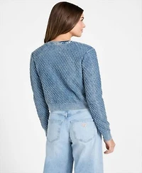 Guess Womens Long Sleeve V Neck Lylah Cardigan Sweater Tank Top Sweater