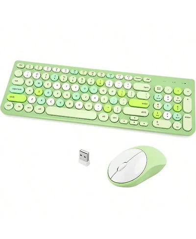 risokeys Wireless Keyboard and Mouse Combo, Typewriter Keyboard with Round Keycaps, 2.4GHz Wireless Keyboard Mouse for Computer, Desktop, Laptop