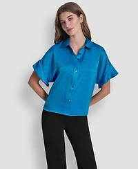 Dkny Women's Short-Sleeve Button-Front Shirt