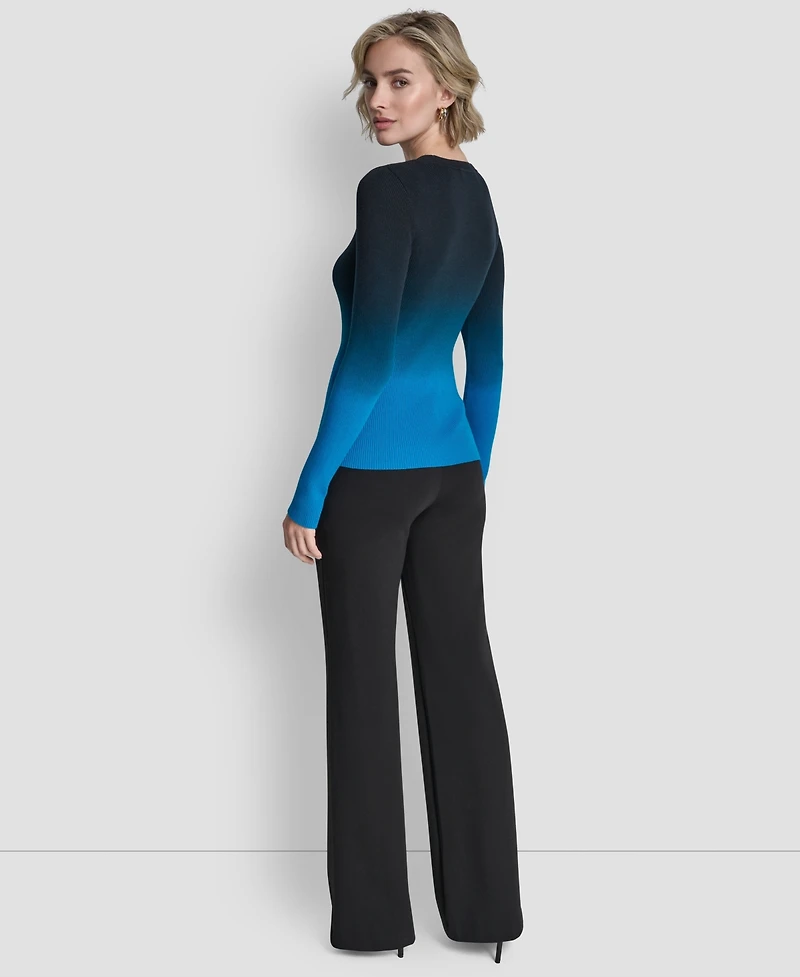 Dkny Women's Long-Sleeve Crewneck Dip Dye Sweater