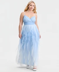 pear culture Trendy Plus Ombre Spiral-Ruffled Gown