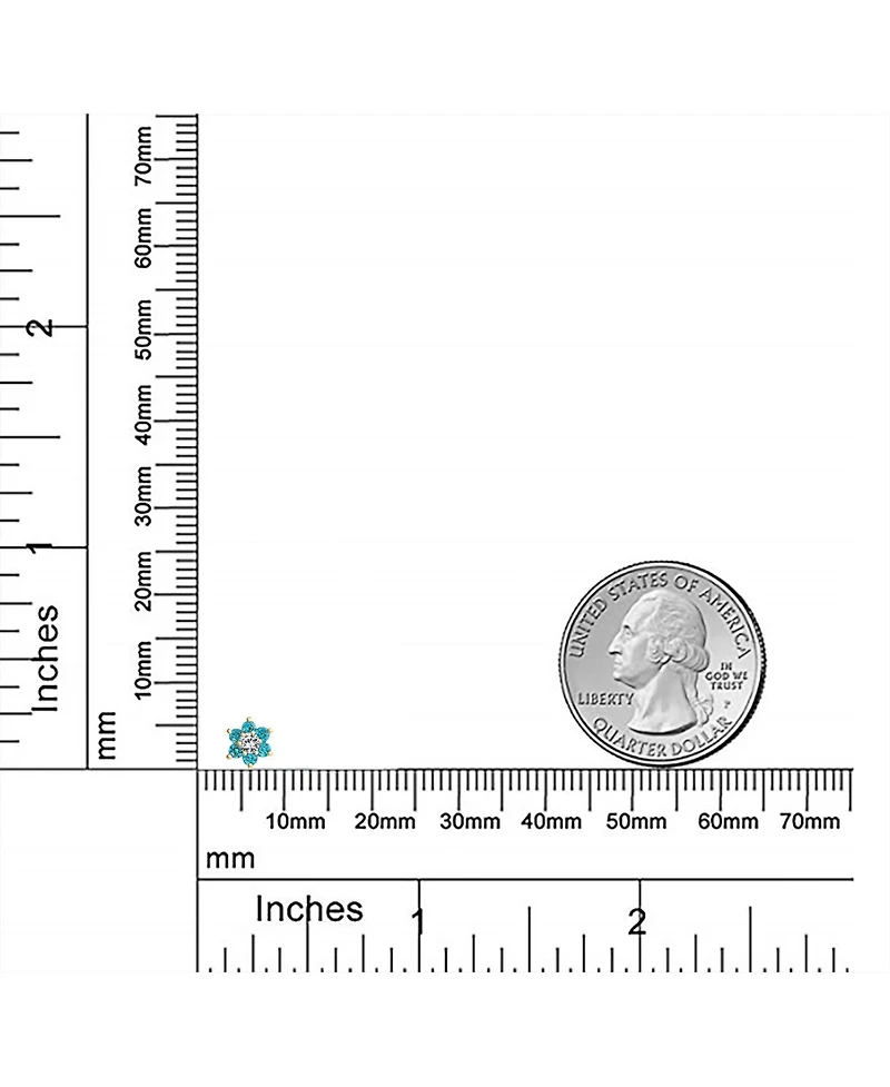 Bling Jewelry Tiny Cz Cubic Zirconia Flower Stud Earrings Real 14K Gold Screw back