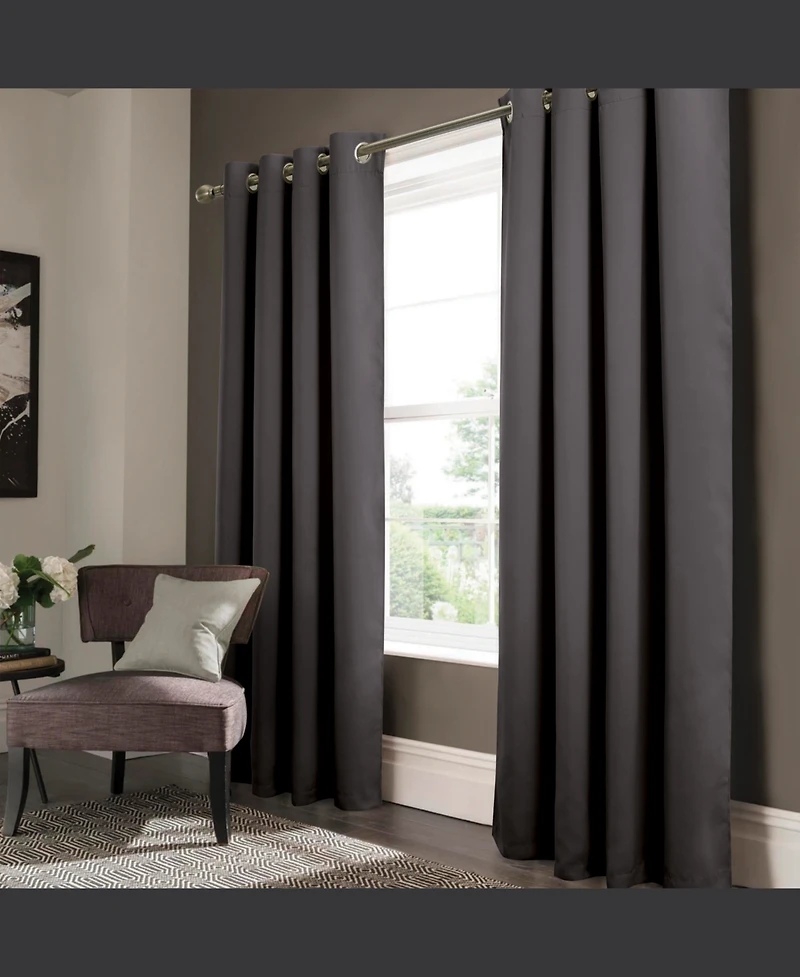 Rt Designer Collection Anchorage Blackout Grommet Luxurious Modern Design Curtain Panel 54" x 95" Charcoal