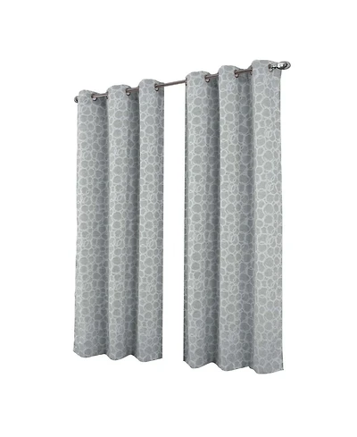 Rt Designer Collection Jasper Lurex Jacquard 2 Pack Grommet Curtain Panel 36" x 84" Silver