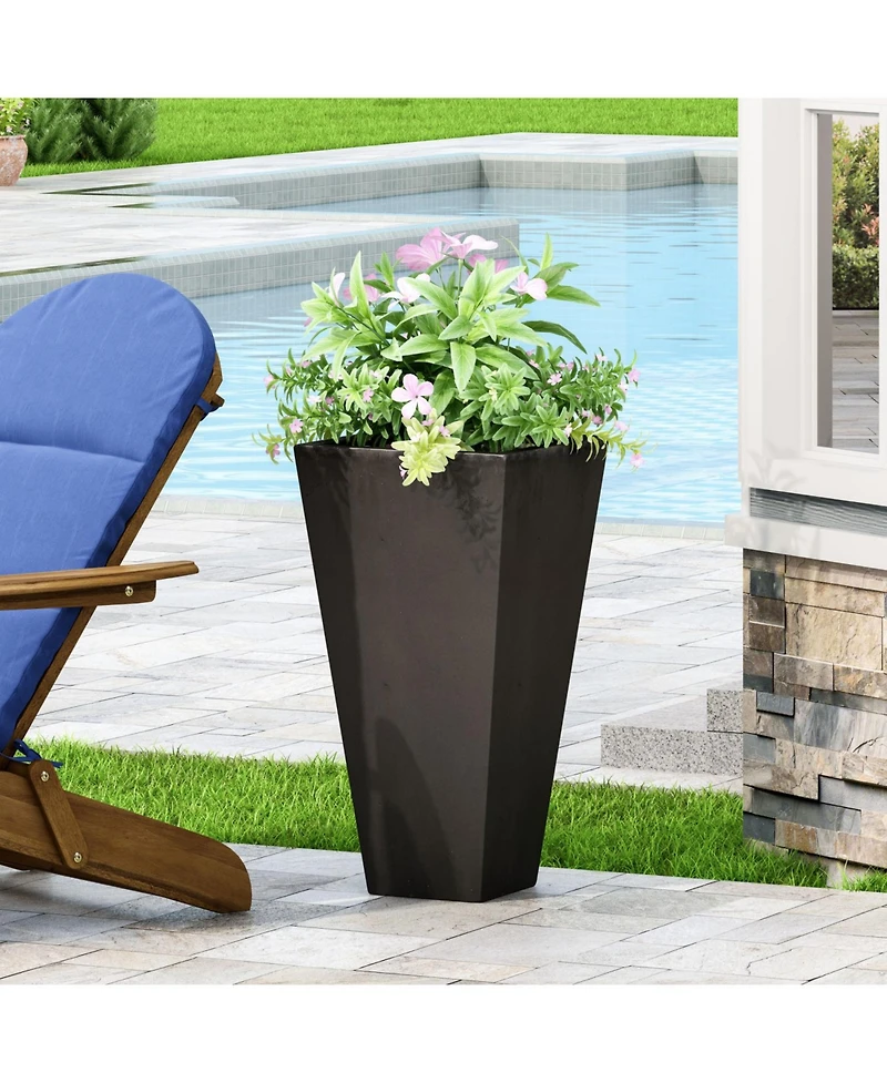Streamdale Furniture Durable Cast Stone Tapered Planter Sleek Aesthetic Design Outdoor & Indoor Use