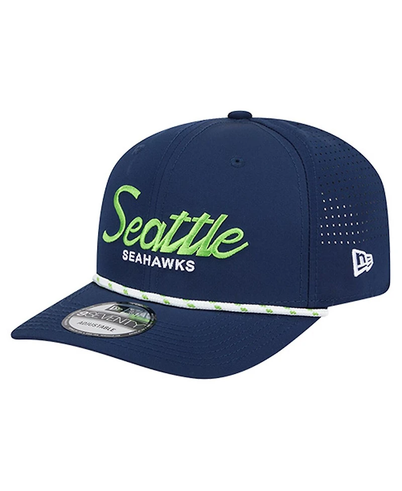 New Era Men's College Navy Seattle Seahawks Script 9SEVENTY Adjustable Hat