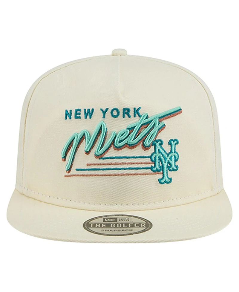 New Era Men's Cream New York Mets Chrome Golfer Adjustable Hat