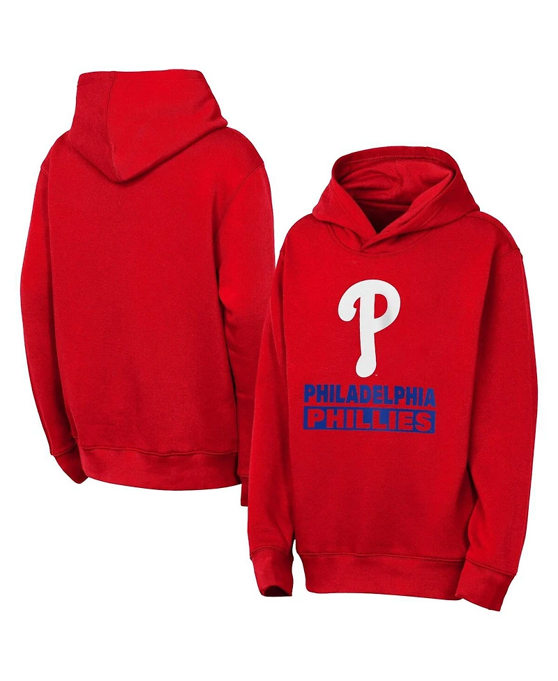 Outerstuff Big Boys and Girls Red Philadelphia Phillies Back to Basics Hoodie