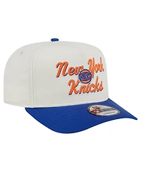 New Era Men's Cream/Blue New York Knicks Chainstitch 9FIFTY A-Frame Snapback Hat