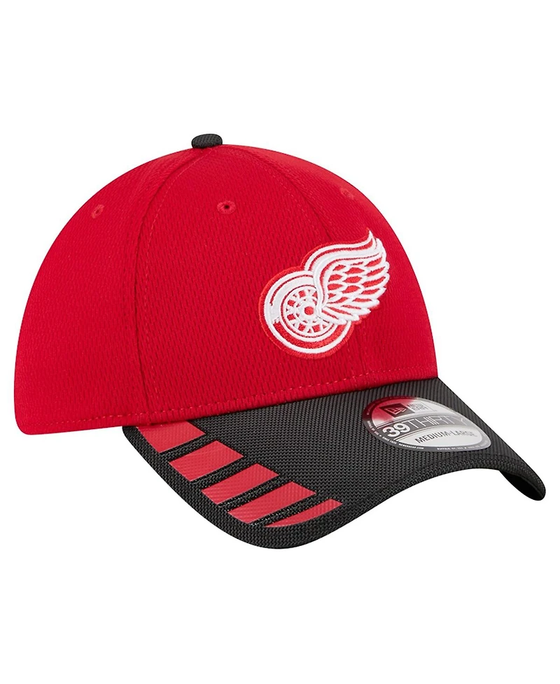 New Era Men's Red Detroit Wings Visor Hit 39THIRTY Flex Hat